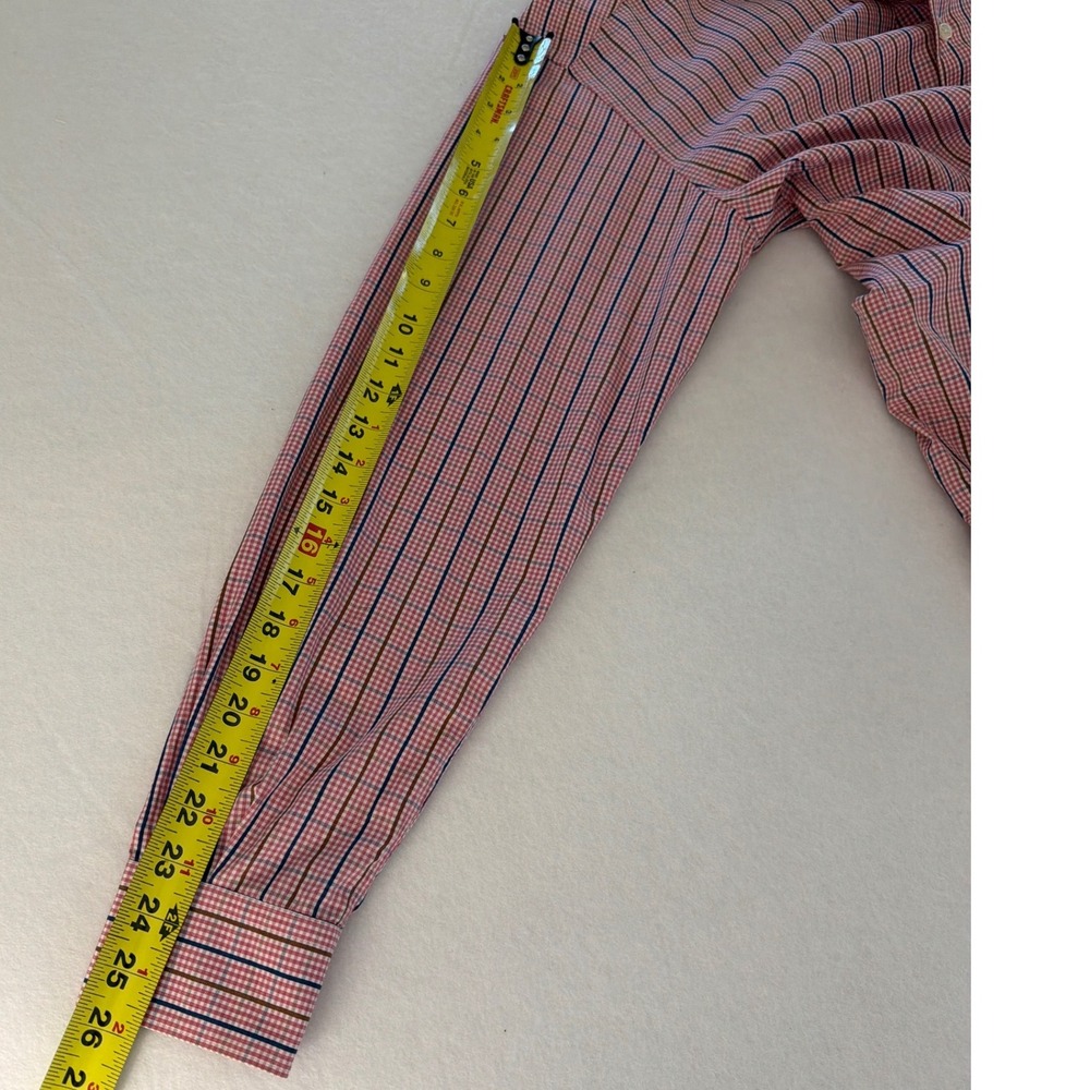 Ermenegildo Zegna Men Medium Red Blue Check Cotton Long Sleeve Button Down Shirt - Picture 10 of 11